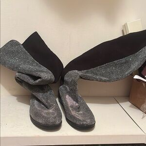 Elegant Silver and Black Women's Boots